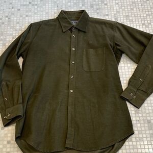 Charles Tywitt Green Flannel Cotton Buttondown Shirt
